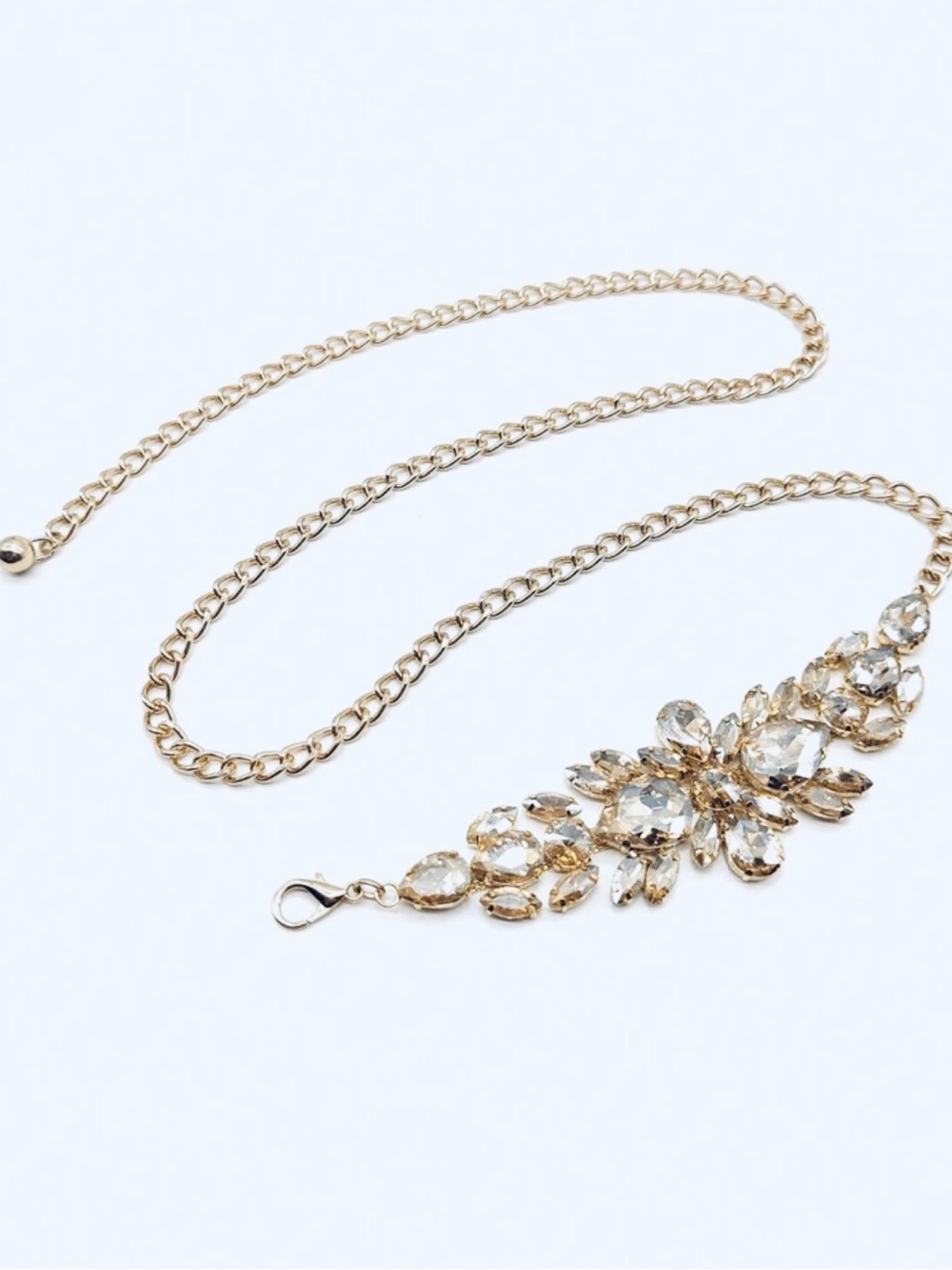 Gold Crystal Rhinestone Statement Chain Belt NEW 🏷️ - Picture 2 of 4